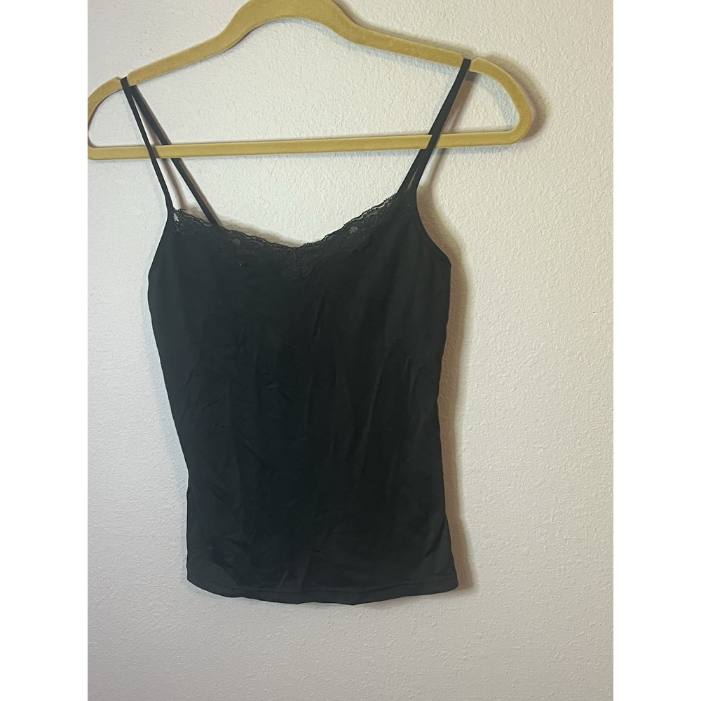 American Eagle Outfitters Cami Lace Trim Bra Black Cami Tank Top Petite Small